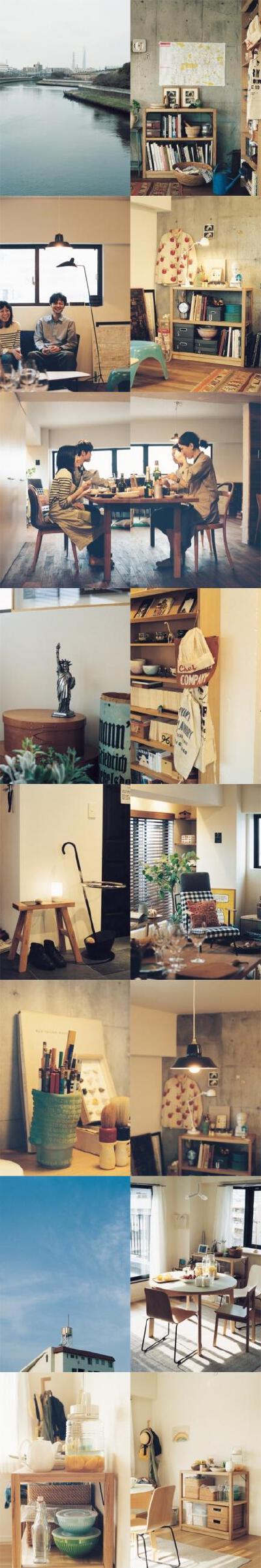 MUJI meets IDEE”是无印良品与日本家具品牌IDEE合作的一项长期企划，旨在用摄影纪录混搭两个品牌产品的家庭生活。今年的照片锁定在了两组家庭。一组是年轻的夫妇，他们倚河而居在一套二手公寓里，钟爱收藏古董杂货…