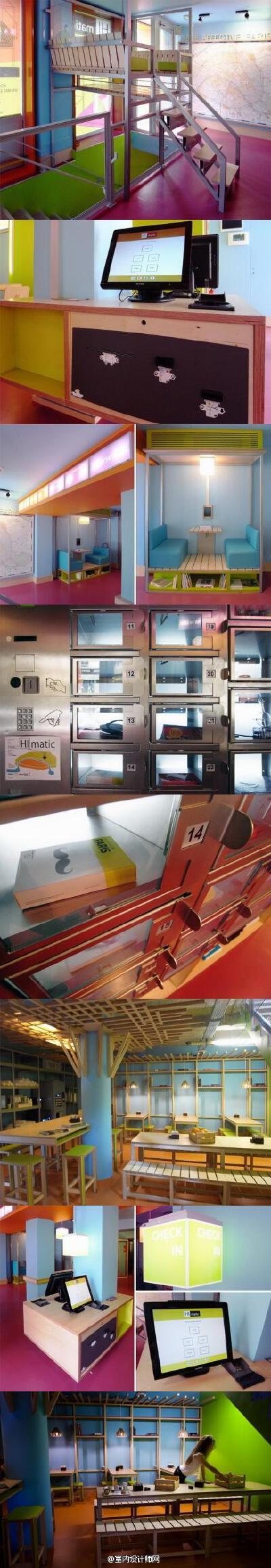  这座巴黎喜马蒂奇酒店（ Hi Matic Hotel in Paris ）的设计由法国女设计师 Matali Crasset 担当，酒店坐落于年轻且富于创造力的巴黎 Rue de Charonne 区。设计、时尚、书店和纯绿色餐厅占据着这个区域。