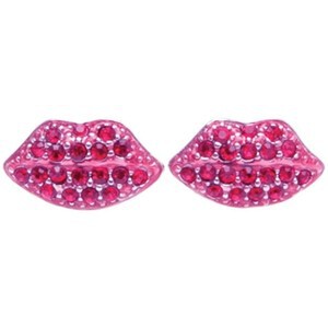 Pink Pave Lips Stud Earrings