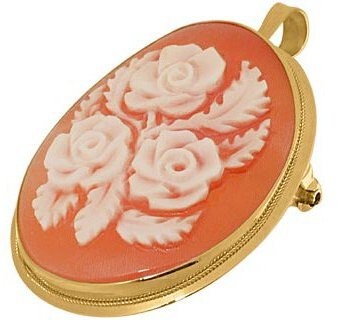 Del Gatto Roses Cornelian Cameo Pendant / Pin