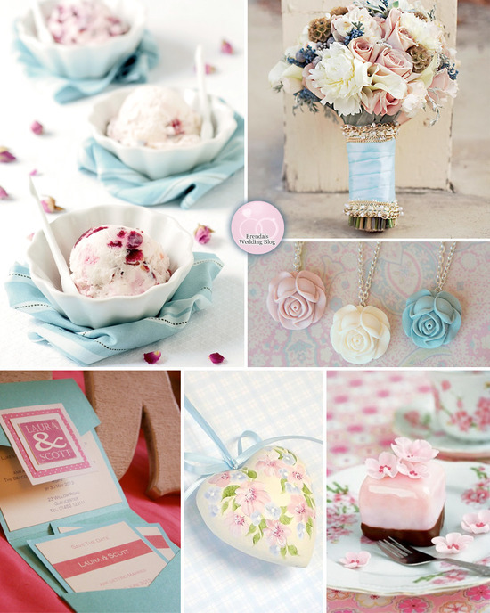 Summery Pink and Blue Wedding Inspiration with roses