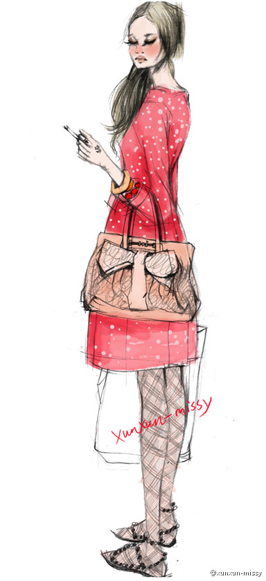 时尚插画。、插画、时尚、手绘、时装秀、服装、潮流范、气场、时装、美丽