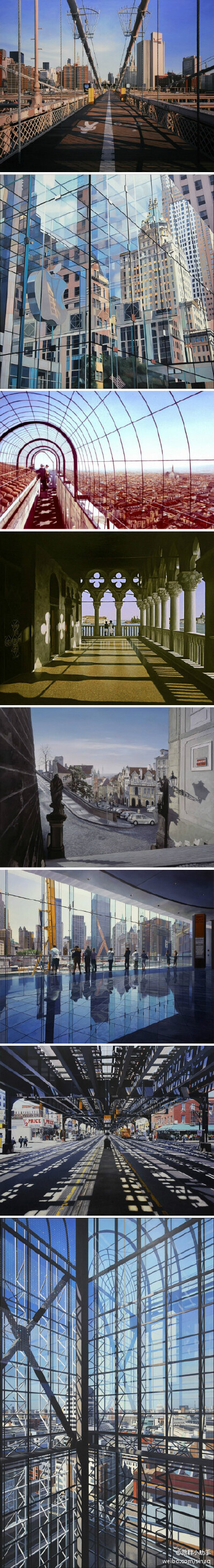这不是照片！是画出来的。。作品来自英国画家 Nathan Walsh ，他擅长利用光与影的技巧构造出逼真的场景，城市街角，偶然一隅，是他的主要画作对象。。