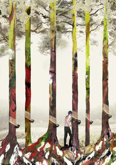 Oat Montien - Bleeding Trees / mixed media / 2011