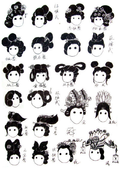 汉族历代发型手绘，原作者堇序
