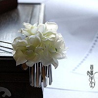 【百草手工】汉服古装绢花配饰【极 风花录】栀子流苏步摇发钗