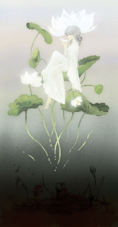 二次元插画里的小清新妹子