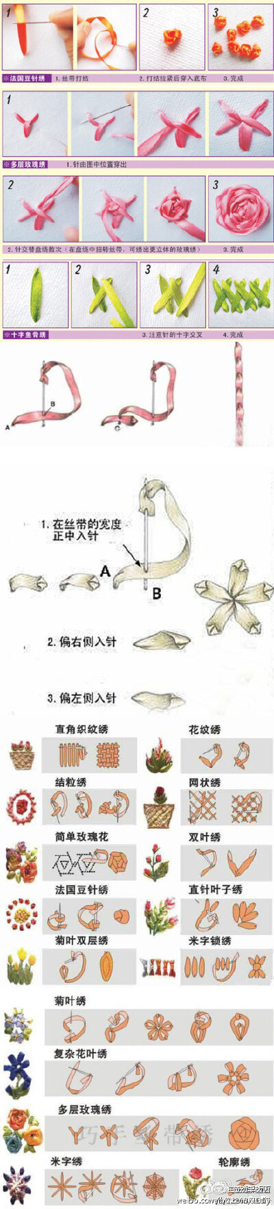丝带绣有二十多种绣法。。❤。。
