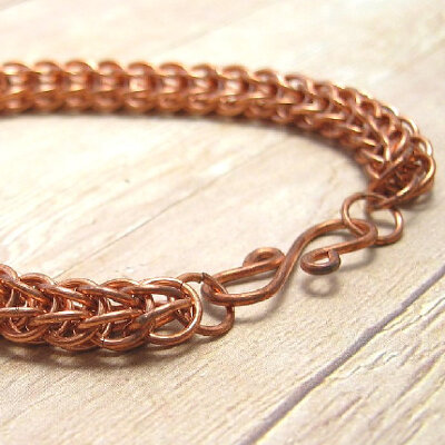 Full Persian Chain Mail Bracelet, Foxtail Chainmaille, Handmade Copper Jewelry