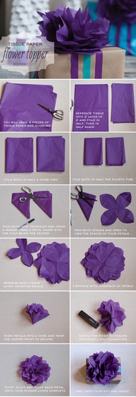 DIY 禮品包裝紙花，來源網站：http://www.ellinee.com/blog/