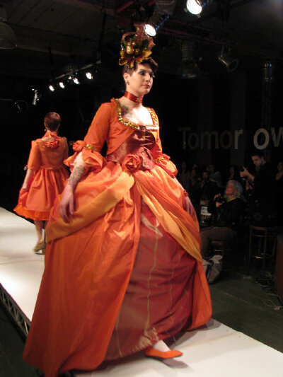 Rococo Ball Gown in rust/rose shot taffeta