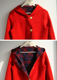 vintage复古学院风两面穿羊毛呢子校服外套大衣