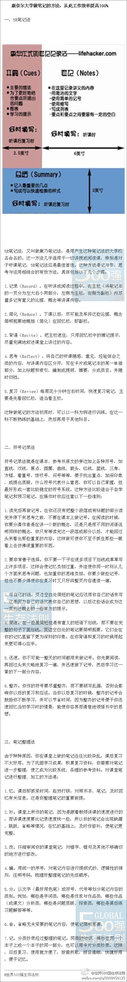 康奈尔大学做笔记的方法，从此工作效率提高100%】实用技术贴，想提升效率，先把细节做到极致吧！！果断学起来~
