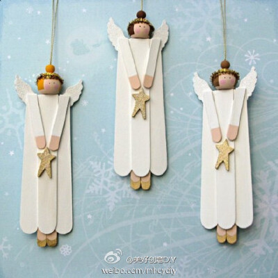 雪糕棍儿diy的天使~~——更多有趣内容，请关注@美好创意DIY （http://t.cn/zOR4l2D）