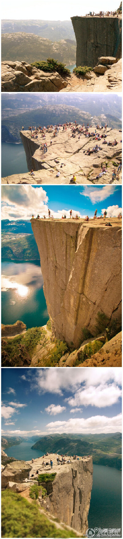 『挪威布道台』挪威南部的凯斯特伦（Preikestolen）悬崖，崖顶方方正正、棱角嶙峋，垂直高度600多米，宛如天成。传说是上帝预备的布道之处。你想在这里度假么？
