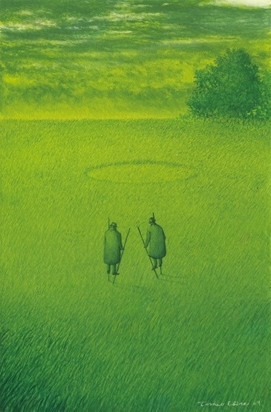 治愈系插畫師Toshio Ebine，日本插画师，现年32岁，作品色彩柔和，充满奇幻浪漫色彩。也伴有各种蓝色调，或沉静或跳跃，每张作品充满着奇幻的童话色彩。