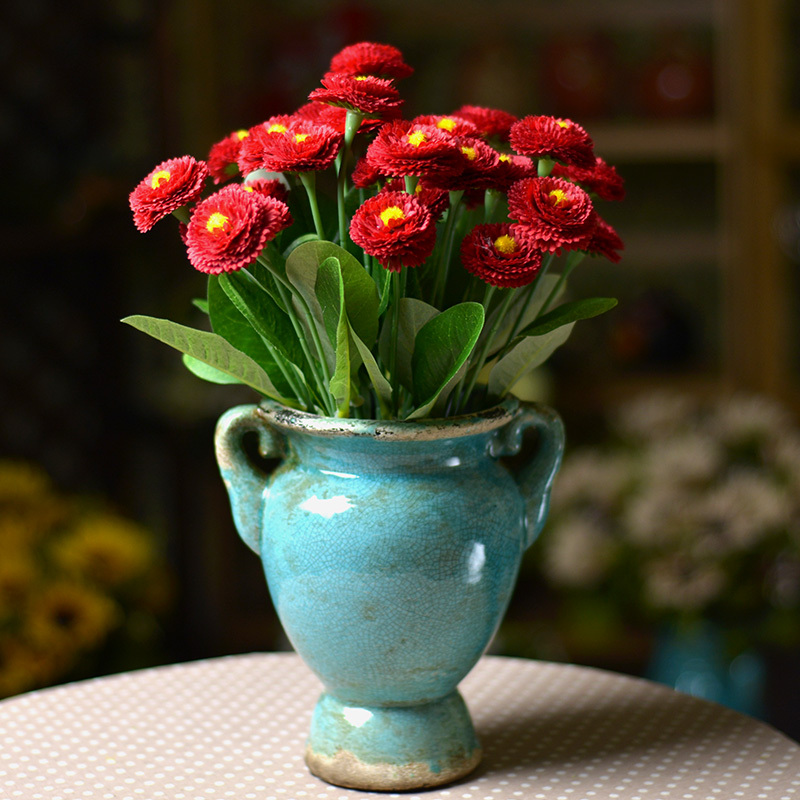 文艺清新 简约家居仿真花 木棉菊[雏菊类] 红色 http://jlmsjj.tmall.com/