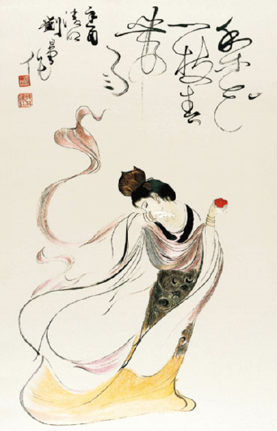 姚慧芬作品——水墨侍女