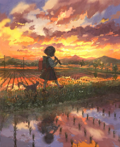 雾中风景，日本插画师Pon的暖色调插画作品欣赏http://www.52souluo.com/76127.html