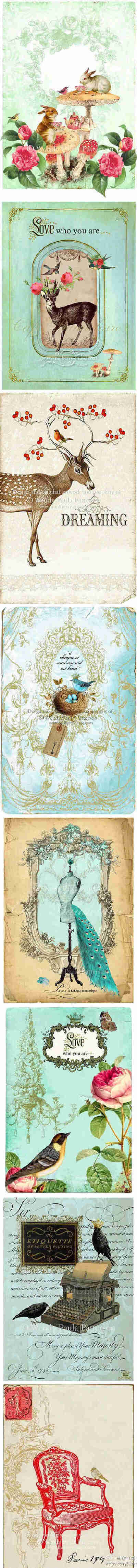 森林系 唯美复古手绘插画。作者：Wendy－Paula-patterson