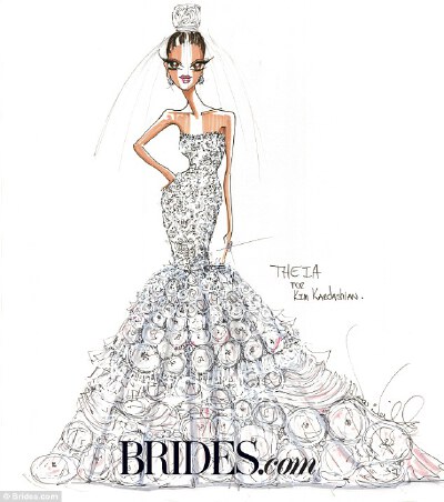 Theia delivered a Swarovski crystal embellished strapless gown with a curve-hugging mermaid silhouette - and a blush pink lining