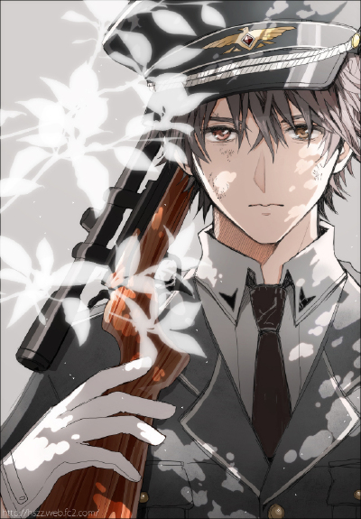 「二次元 美少年」动漫 插画 原创 手绘 美少年 Pixiv 軍服[侵删]【id=30384793 畫師：ひし】