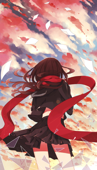 -a y a n o- p站 二次元 插画 少女 手绘 阳炎project 文乃