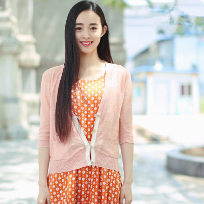 框框黛夏天的保护伞麻加丝七分袖防晒服通勤针织开衫防晒衫女薄