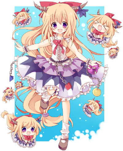 いくぞーっ 走吧 p站 二次元 插画 手绘 头像 壁纸 东方project 幻想乡 萃香