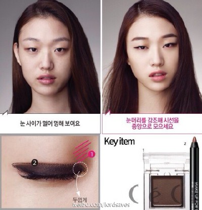 @lordsavesG 单眼皮和小内双的彩妆技巧，用品和画法都有标注
