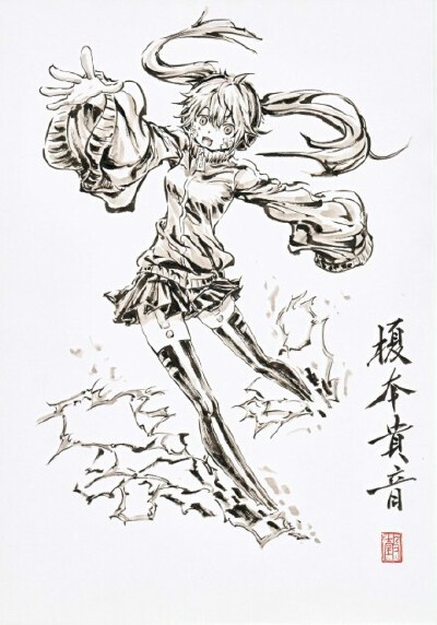 阳炎project 水墨画~画师：極限の道
