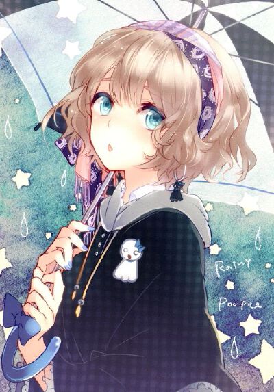 境界的彼方 伞 头像 手绘 二次元 插画 少女 动漫 栗山未来