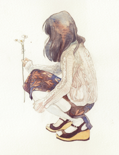 插画手绘 二次元美女 动漫 水彩 水粉画 韩国插画 壁纸