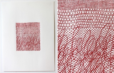Untitled 10 2011 thread and paper 24 x 18 inches