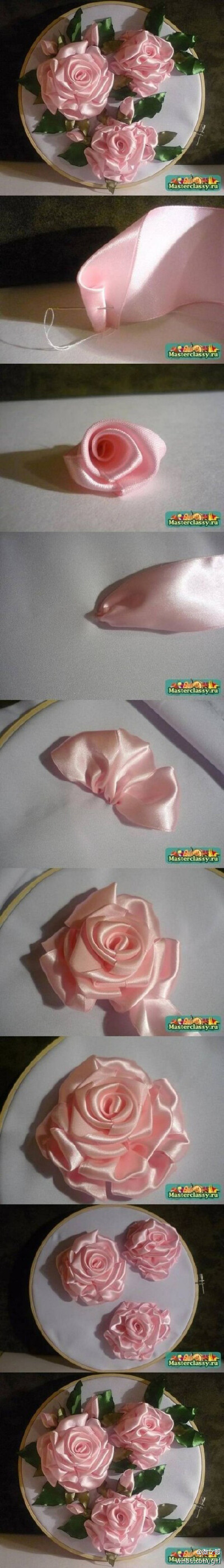缎带玫瑰手作