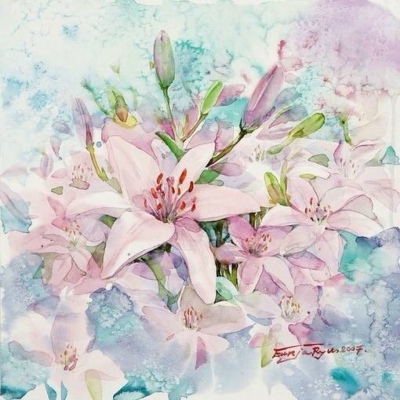 那些花儿，韩国画家Ryu Eunja水彩作品