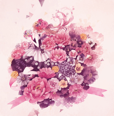 「二次元 少女」动漫 插画 原创 手绘 Pixiv flowers[侵删]【id=45358677 畫師：もか】