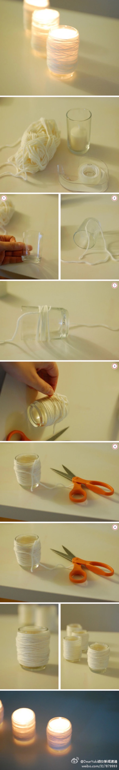 白色的毛线绕啊绕。随便绕。DIY。废物利用。