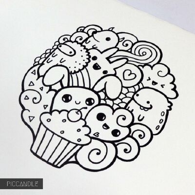 【大家一起来手帐】涂鸦 彩色 可爱 插画 艺术 黑白 绘画