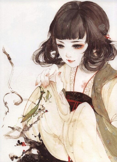 水彩。插图绘画。古风