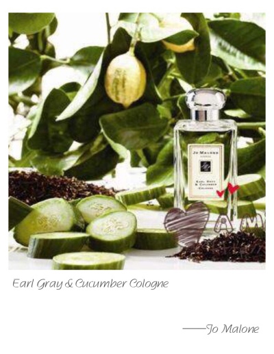 Jo Malone C Earl Grey &amp;amp; Cucumber Cologne Top: Bergamot Heart: Cucumber Base: Beeswax A fragrance with a burst of bergamot, distinct to Earl Grey, and the cool succulence of crunchy cucumber. C…