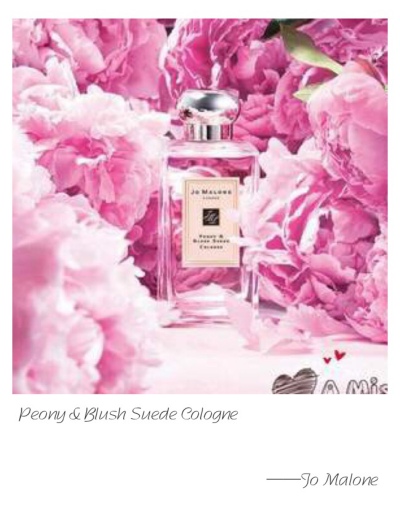 Jo Malone FL Peony &amp;amp; Blush Suede Cologne Top Note: Red Apple Heart Note: Peony Base Note: Suede Peonies flirtatious with the juicy bite of red apple and the opulence of jasmine, rose and gil…