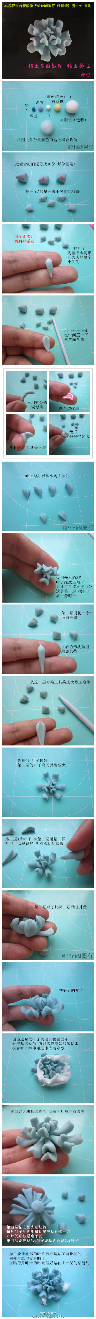 【多肉粘土教程】粘土多肉 特玉莲 教程（上） by:@PinkM墨仔