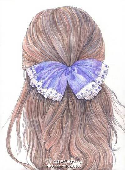 各种漂亮发型的彩铅插画｜来自 margieQH