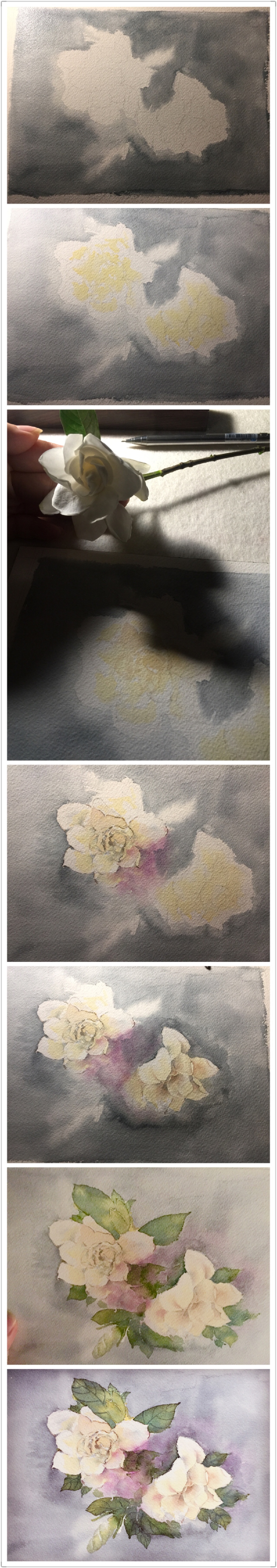 花酿.水彩过程图