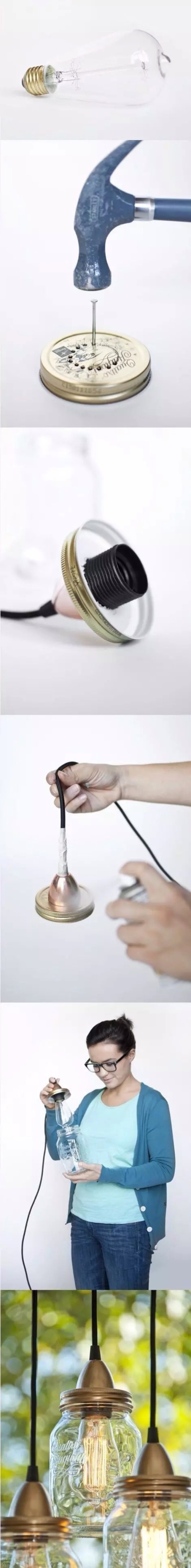 玻璃瓶利用，做成装饰灯DIY