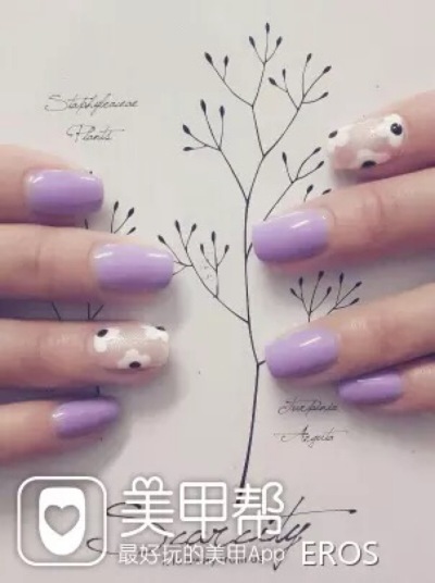 紫色淡雅干净 美甲