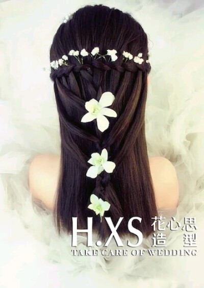 女生长发唯美编发新娘发型