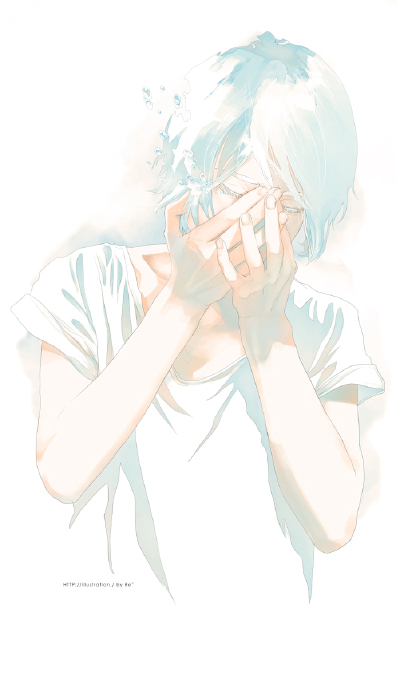 【#Re°#插画 透明 忧郁 暗黑】 青春的羽翼，划破伤痛的记忆；昨日的泪水，激起心中的涟漪。