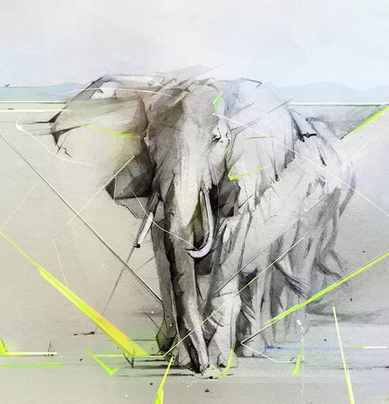 Alexis Marcou的作品极具个人风格，节奏分明的切割绘画方式使他的手绘画作带有强烈的数码感。【客户：惠普】
